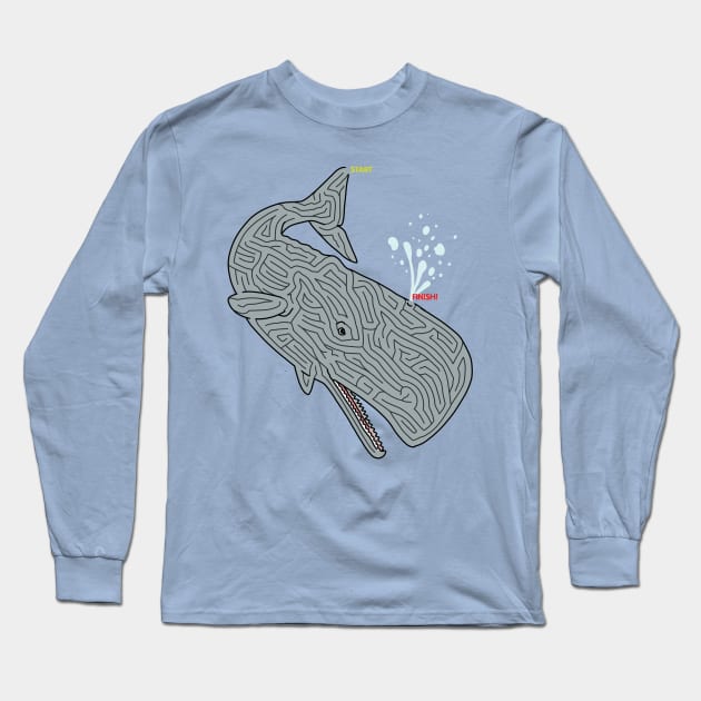 A-Maze-ing Whale Long Sleeve T-Shirt by ThirteenthFloor